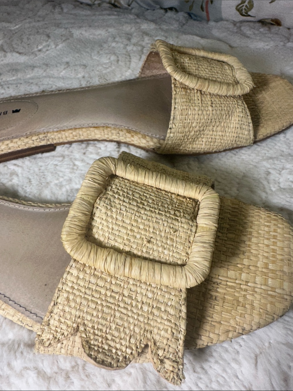 Birdies Rafia Woven Straw Slide Sandals in Natural - - Picture 5 of 8